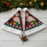 Guinea Christmas Santa Hat with Festive Dove String Lights and Red Black Holiday Pattern - Wonder Print Shop
