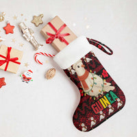 Guinea Christmas Stocking with Festive Dove String Lights and Red Black Holiday Pattern - Wonder Print Shop