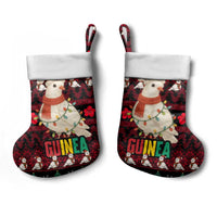 Guinea Christmas Stocking with Festive Dove String Lights and Red Black Holiday Pattern - Wonder Print Shop