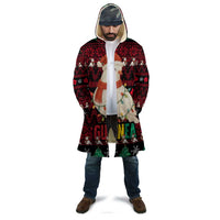 Guinea Christmas Cloak with Festive Dove String Lights and Red Black Holiday Pattern - Wonder Print Shop