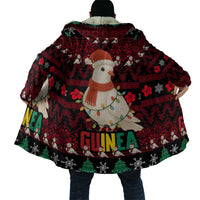 Guinea Christmas Cloak with Festive Dove String Lights and Red Black Holiday Pattern - Wonder Print Shop