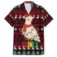 Guinea Christmas Family Matching Long Sleeve Bodycon Dress and Hawaiian Shirt with Festive Dove String Lights and Red Black Holiday Pattern - Wonder Print Shop