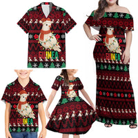 Guinea Christmas Family Matching Off Shoulder Maxi Dress and Hawaiian Shirt with Festive Dove String Lights and Red Black Holiday Pattern - Wonder Print Shop