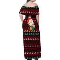 Guinea Christmas Family Matching Off Shoulder Maxi Dress and Hawaiian Shirt with Festive Dove String Lights and Red Black Holiday Pattern - Wonder Print Shop