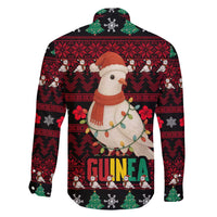 Guinea Christmas Family Matching Puletasi and Hawaiian Shirt with Festive Dove String Lights and Red Black Holiday Pattern - Wonder Print Shop
