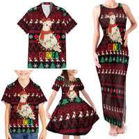 Guinea Christmas Family Matching Tank Maxi Dress and Hawaiian Shirt with Festive Dove String Lights and Red Black Holiday Pattern - Wonder Print Shop
