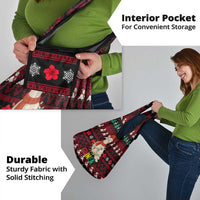 Guinea Christmas Grocery Bag with Festive Dove String Lights and Red Black Holiday Pattern - Wonder Print Shop