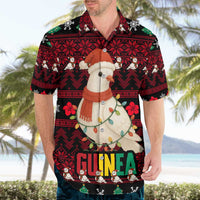 Guinea Christmas Hawaiian Shirt with Festive Dove String Lights and Red Black Holiday Pattern - Wonder Print Shop