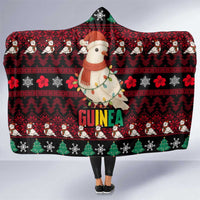 Guinea Christmas Hooded Blanket with Festive Dove String Lights and Red Black Holiday Pattern - Wonder Print Shop