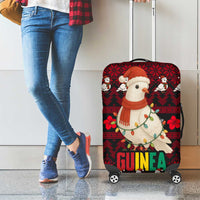 Guinea Christmas Luggage Cover with Festive Dove String Lights and Red Black Holiday Pattern - Wonder Print Shop
