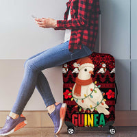 Guinea Christmas Luggage Cover with Festive Dove String Lights and Red Black Holiday Pattern - Wonder Print Shop