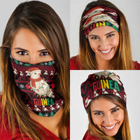 Guinea Christmas Neck Gaiter with Festive Dove String Lights and Red Black Holiday Pattern - Wonder Print Shop