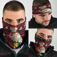Guinea Christmas Neck Gaiter with Festive Dove String Lights and Red Black Holiday Pattern - Wonder Print Shop