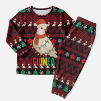 Guinea Christmas Pajama Set with Festive Dove String Lights and Red Black Holiday Pattern - Wonder Print Shop