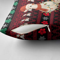 Guinea Christmas Pillow Cover with Festive Dove String Lights and Red Black Holiday Pattern - Wonder Print Shop