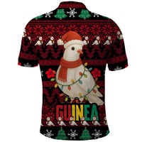 Guinea Christmas Polo Shirt with Festive Dove String Lights and Red Black Holiday Pattern - Wonder Print Shop