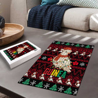 Guinea Christmas Puzzle with Festive Dove String Lights and Red Black Holiday Pattern - Wonder Print Shop