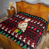 Guinea Christmas Quilt with Festive Dove String Lights and Red Black Holiday Pattern - Wonder Print Shop