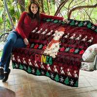 Guinea Christmas Quilt with Festive Dove String Lights and Red Black Holiday Pattern - Wonder Print Shop
