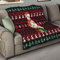 Guinea Christmas Quilt with Festive Dove String Lights and Red Black Holiday Pattern - Wonder Print Shop