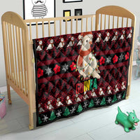 Guinea Christmas Quilt with Festive Dove String Lights and Red Black Holiday Pattern - Wonder Print Shop