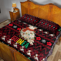 Guinea Christmas Quilt Bed Set with Festive Dove String Lights and Red Black Holiday Pattern - Wonder Print Shop