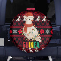 Guinea Christmas Spare Tire Cover with Festive Dove String Lights and Red Black Holiday Pattern - Wonder Print Shop