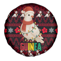 Guinea Christmas Spare Tire Cover with Festive Dove String Lights and Red Black Holiday Pattern - Wonder Print Shop