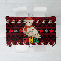 Guinea Christmas Tablecloth with Festive Dove String Lights and Red Black Holiday Pattern - Wonder Print Shop
