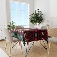Guinea Christmas Tablecloth with Festive Dove String Lights and Red Black Holiday Pattern - Wonder Print Shop