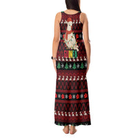 Guinea Christmas Tank Maxi Dress with Festive Dove String Lights and Red Black Holiday Pattern - Wonder Print Shop