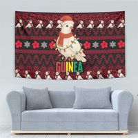 Guinea Christmas Tapestry with Festive Dove String Lights and Red Black Holiday Pattern - Wonder Print Shop