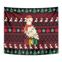 Guinea Christmas Tapestry with Festive Dove String Lights and Red Black Holiday Pattern - Wonder Print Shop