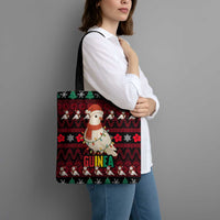 Guinea Christmas Tote Bag with Festive Dove String Lights and Red Black Holiday Pattern - Wonder Print Shop