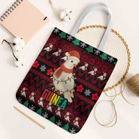 Guinea Christmas Tote Bag with Festive Dove String Lights and Red Black Holiday Pattern - Wonder Print Shop