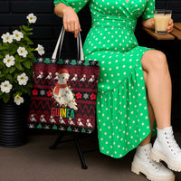 Guinea Christmas Tote Bag with Festive Dove String Lights and Red Black Holiday Pattern - Wonder Print Shop