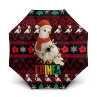 Guinea Christmas Umbrella with Festive Dove String Lights and Red Black Holiday Pattern - Wonder Print Shop