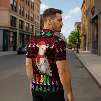 Guinea Christmas Zipper Polo Shirt with Festive Dove String Lights and Red Black Holiday Pattern - Wonder Print Shop