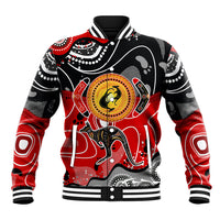 Aboriginal Flag Style Dot Art And Abstract Kangaroo Baseball Jacket - Wonder Print Shop