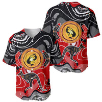 Aboriginal Flag Style Dot Art And Abstract Kangaroo Baseball Jersey - Wonder Print Shop