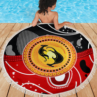 Aboriginal Flag Style Dot Art And Abstract Kangaroo Beach Blanket - Wonder Print Shop