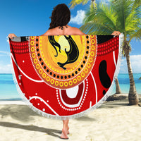 Aboriginal Flag Style Dot Art And Abstract Kangaroo Beach Blanket - Wonder Print Shop