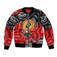 Aboriginal Flag Style Dot Art And Abstract Kangaroo Bomber Jacket - Wonder Print Shop