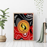 Aboriginal Flag Style Dot Art And Abstract Kangaroo Canvas Wall Art - Wonder Print Shop
