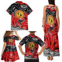 Aboriginal Flag Style Dot Art And Abstract Kangaroo Family Matching Tank Maxi Dress and Hawaiian Shirt - Wonder Print Shop