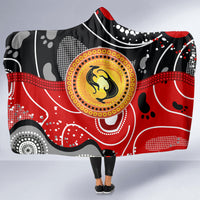 Aboriginal Flag Style Dot Art And Abstract Kangaroo Hooded Blanket