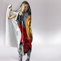 Aboriginal Flag Style Dot Art And Abstract Kangaroo Hooded Blanket