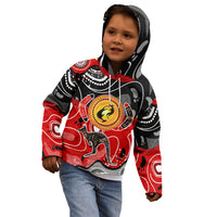 Aboriginal Flag Style Dot Art And Abstract Kangaroo Kid Hoodie - Wonder Print Shop