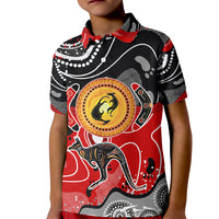 Aboriginal Flag Style Dot Art And Abstract Kangaroo Kid Polo Shirt - Wonder Print Shop