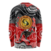 Aboriginal Flag Style Dot Art And Abstract Kangaroo Long Sleeve Shirt - Wonder Print Shop